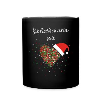 Bibliothekarin mit Herz Bibliothek Weihnachtsfeier - Tasse einfarbig - Schwarz - Vorne