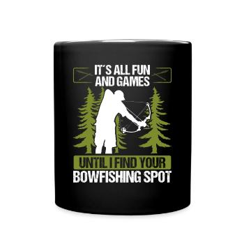 Fisherman Airboat Bowfishing Spots Funny Bowfisher - Tasse einfarbig - Schwarz - Vorne