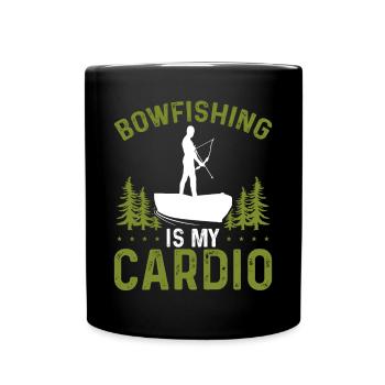 Bowfishing is my Cardio Fisher Bowhunter Bowfisher - Full Colour Mug - black - Front
