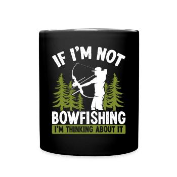 Fisherman Thinking about Bowfishing Bow Hunter - Tasse einfarbig - Schwarz - Vorne