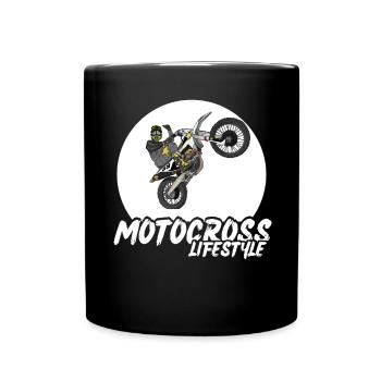 Motocross / Enduro / Freestyle mx / Dirtbike retro - Tasse einfarbig - Schwarz - Vorne