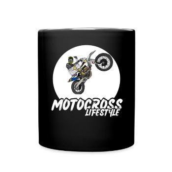 Motocross / Enduro / Freestyle mx / Dirtbike retro - Tasse einfarbig - Schwarz - Vorne