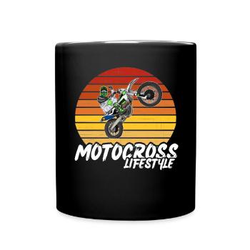 Motocross / Enduro / Freestyle mx / Dirtbike retro - Tasse einfarbig - Schwarz - Vorne