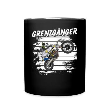 Motocross / Enduro / Freestyle mx / Dirtbike retro - Tasse einfarbig - Schwarz - Vorne