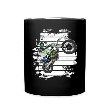 Motocross / Enduro / Freestyle mx / Dirtbike retro - Tasse einfarbig - Schwarz - Vorne