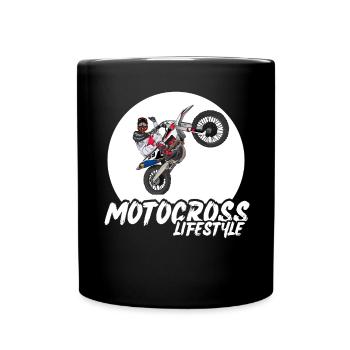 Motocross / Enduro / Freestyle mx / Dirtbike retro - Tasse einfarbig - Schwarz - Vorne