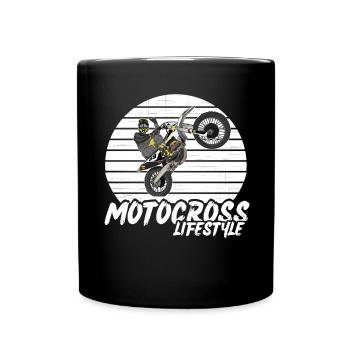 Motocross / Enduro / Freestyle mx / Dirtbike retro - Tasse einfarbig - Schwarz - Vorne