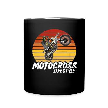 Motocross / Enduro / Freestyle mx / Dirtbike retro - Tasse einfarbig - Schwarz - Vorne