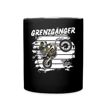 Motocross / Enduro / Freestyle mx / Dirtbike retro - Tasse einfarbig - Schwarz - Vorne