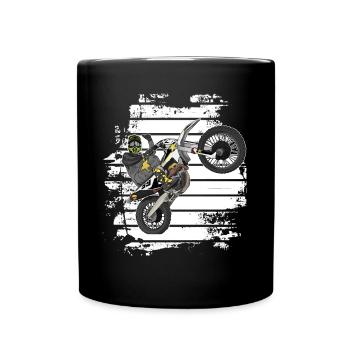 Motocross / Enduro / Freestyle mx / Dirtbike retro - Tasse einfarbig - Schwarz - Vorne