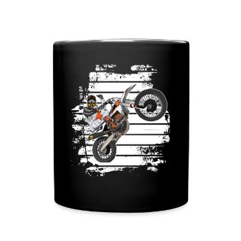 Motocross / Enduro / Freestyle mx / Dirtbike retro - Tasse einfarbig - Schwarz - Vorne