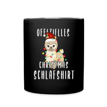 Lama Christmas Schlafshirt - Tasse einfarbig - Schwarz - Vorne