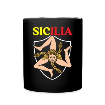 Sizilien flagge Sizilien Palermo Italien - Tasse einfarbig - Schwarz - Vorne