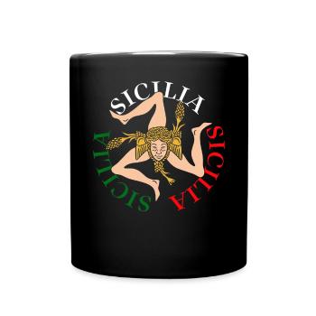 Sizilien flagge Sizilien Palermo Italien - Tasse einfarbig - Schwarz - Vorne