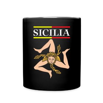 Sizilien flagge Sizilien Palermo Italien - Tasse einfarbig - Schwarz - Vorne