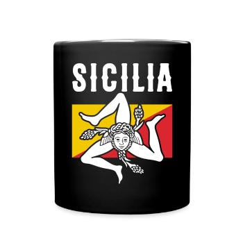 Drapeau de la Sicile Sicile Palerme Italie - Mug uni - noir - Devant