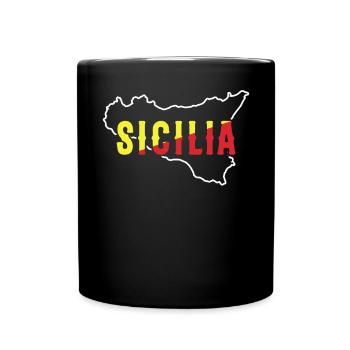 Sizilien flagge Sizilien Palermo Italien - Tasse einfarbig - Schwarz - Vorne