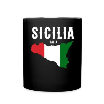 Sizilien flagge Sizilien Palermo Italien - Tasse einfarbig - Schwarz - Vorne