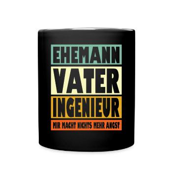 Ingenieur Vater Ehemann Held - Tasse einfarbig - Schwarz - Vorne