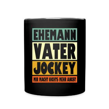 Jockey Vater Ehemann Held - Tasse einfarbig - Schwarz - Vorne