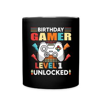 Geburtstag Gamer Level 1 Unlocked 1 Geburtstag - Tasse einfarbig - Schwarz - Vorne