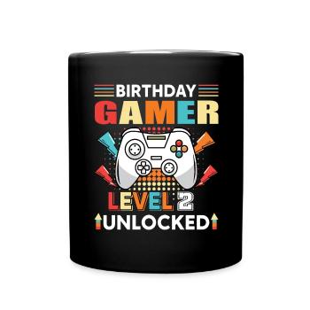 Anniversaire Gamer Niveau 2 Débloqué 2 Anniversaire - Mug uni - noir - Devant