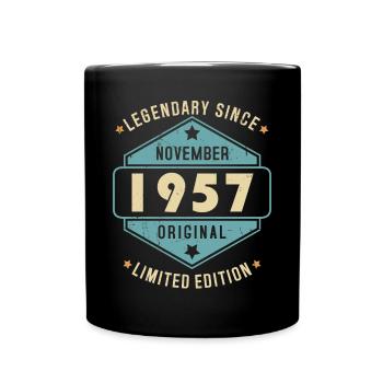 November 1957 Vintage Retro Birthday - Full Colour Mug - black - Front
