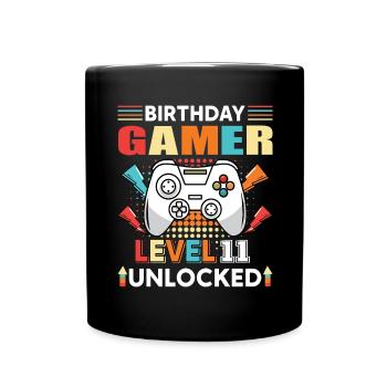 Joueur d’anniversaire Niveau 11 débloqué - Mug uni - noir - Devant