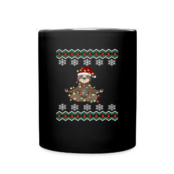 Lustiges Weihnacht Faultier Weihnachten Winter - Tasse einfarbig - Schwarz - Vorne