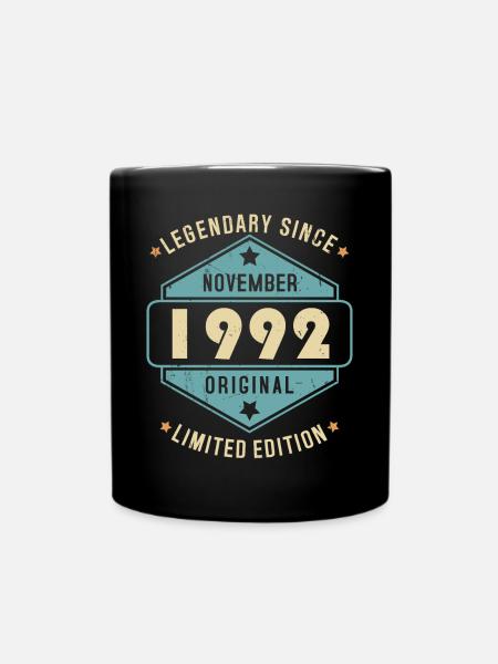 November 1992 Vintage Jahrgang Retro Geburtstag - Tasse einfarbig - Schwarz