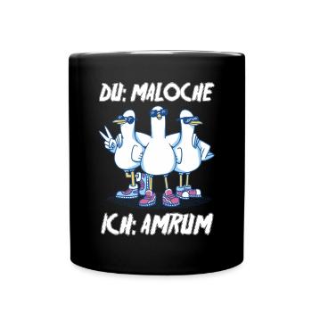 Nordsee Tauben Amrum - Tasse einfarbig - Schwarz - Vorne