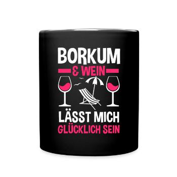 Nordsee Wein Borkum - Tasse einfarbig - Schwarz - Vorne