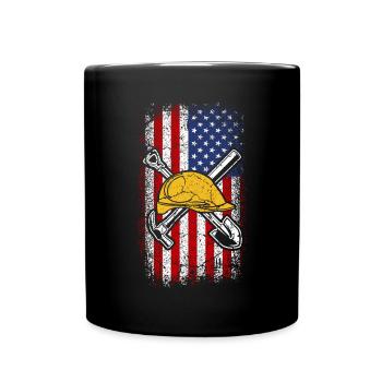 Usa drapeau américain ouvrier de la construction 4 juillet - Mug uni - noir - Devant