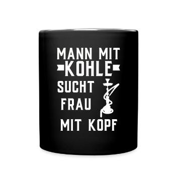 Shisha Geschenk für Wasserpfeife Shishabar Pfeife - Tasse einfarbig - Schwarz - Vorne