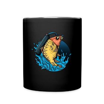 Fish Gift Diving Carp Pikeperch Fishing - Full Colour Mug - black - Front