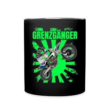 Motocross / Enduro / Freestyle mx / Dirtbike retro - Tasse einfarbig - Schwarz - Vorne