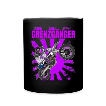 Motocross / Enduro / Freestyle mx / Dirtbike retro - Tasse einfarbig - Schwarz - Vorne