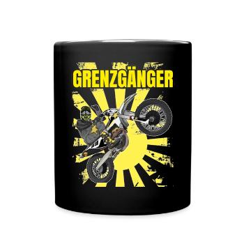 Motocross / Enduro / Freestyle mx / Dirtbike retro - Tasse einfarbig - Schwarz - Vorne