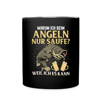 Angeln Fishing Fisher Angelrute Karpfen Rute Fisch - Tasse einfarbig - Schwarz - Vorne