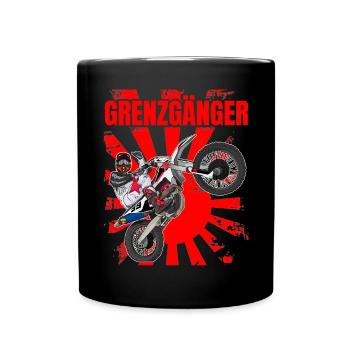 Motocross / Enduro / Freestyle mx / Dirtbike retro - Tasse einfarbig - Schwarz - Vorne