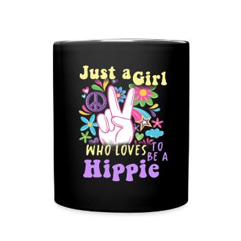 Hippie Peace Groovy Flowerpower Boho Woodstock - Full Colour Mug - black - Front