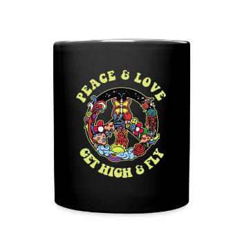 Hippie Tshirt Peace Movement Woodstock Boho Groove - Full Colour Mug - black - Front
