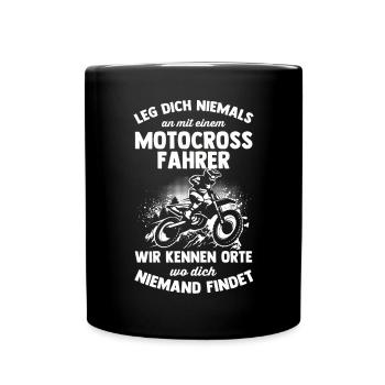 Motocross Geschenk Für Enduro Supermoto Dirt Bike - Tasse einfarbig - Schwarz - Vorne