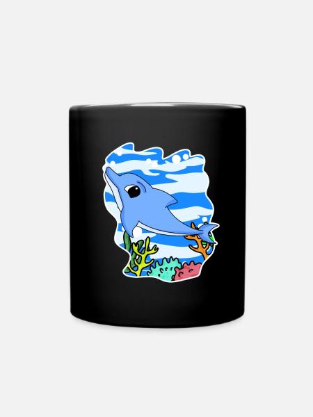 Delfin - Säugetier Meerestier Naturschutz Umwelt - Tasse einfarbig - Schwarz