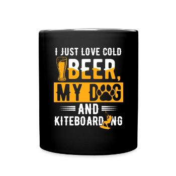 Bière Chien Planche à voile Kiteboarder - Mug uni - noir - Devant