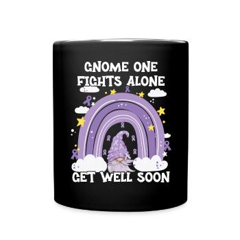 Gnome One Fights Alone Cancer Awareness - Full Colour Mug - black - Front