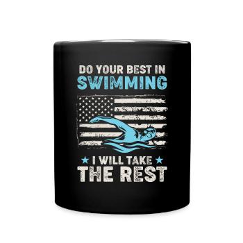 Schwimmtrainer Sporttrainer Leichtathletik - Tasse einfarbig - Schwarz - Vorne