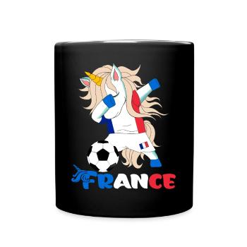 Funny Dabbing Unicorn Supporter das französische Team - Tasse einfarbig - Schwarz - Vorne