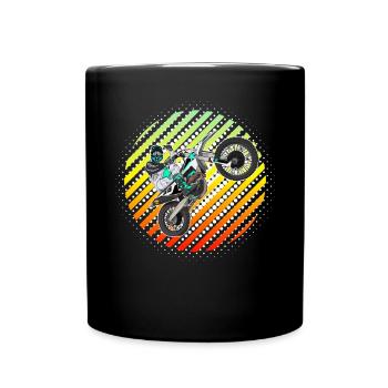 Motocross / Enduro / Freestyle mx / Dirtbike retro - Tasse einfarbig - Schwarz - Vorne
