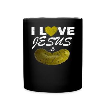 Ich Liebe Jesuss Pickles Zitat Herz Geschenk Gurke - Tasse einfarbig - Schwarz - Vorne